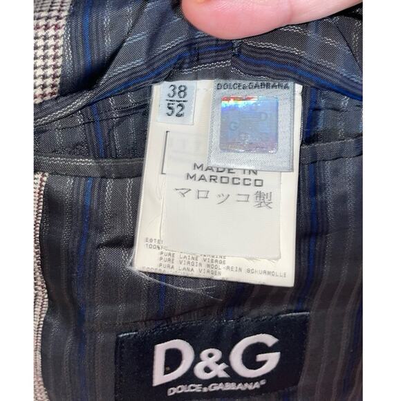 D&G Dolce & Gabbana Gray Plaid 100% Virgin Wool Blazer Jacket  Size: US 38/IT 52 - Picture 3 of 7